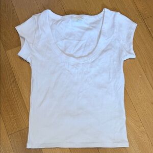Zara Classic White Scoop Neck Tee